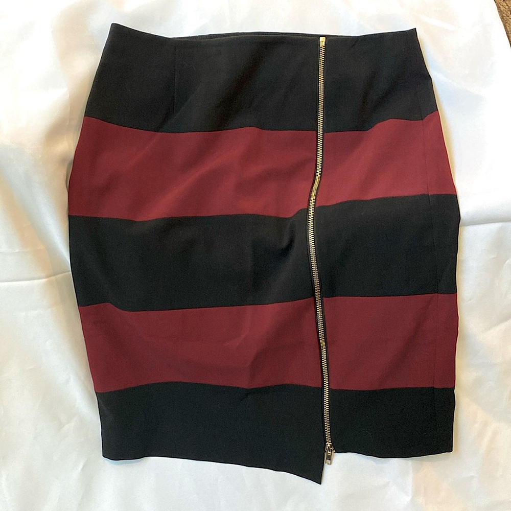 Nine West skirt, black and burgundy stripe